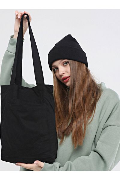 Çınar Bez Çanta Geanta de umar din Gabardina Neagra cu 2 Buzunare - Neagra - Geanta Pânză Çınar