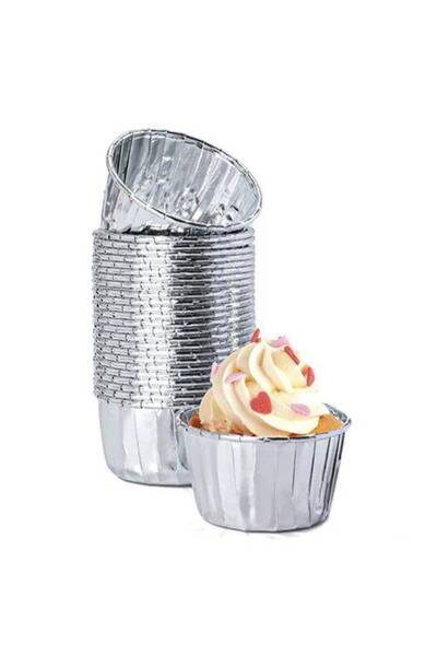 Parti Dükkanım Silver Foil Muffin Cupcake Capsules (25 Pcs) Muffin Paper Silver