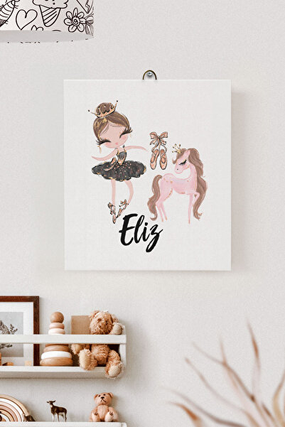 Lilabio İsme Özel Çocuk Odası Kanvas Tablo Prenses (17x21 Cm)