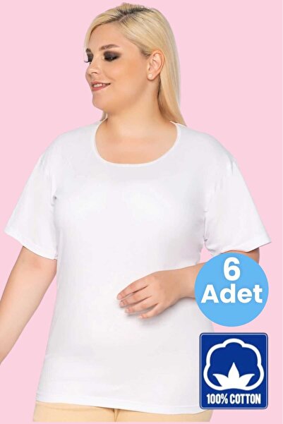 Uniquetrenders Γυναικείο εσώρουχο Plus Size - 100% βαμβάκι, δαντέλα, κοντό μανίκι, εσώρουχο 6 τεμαχίων