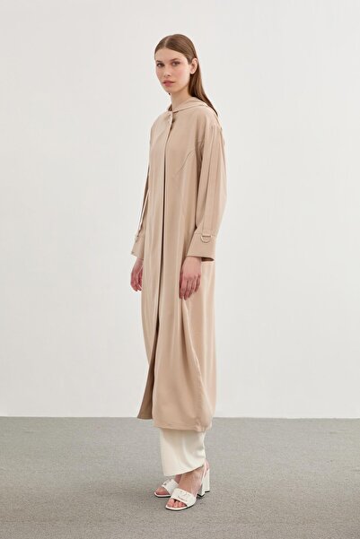 Zühre Hooded Sleeve Detailed Beige Wear Out GÇ-0179
