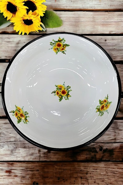 EMAYE TEZGAHI 32 CM Emaye Leğen, Büyük Kase, Karıştırma Kasesi, Hamur Yoğurma...