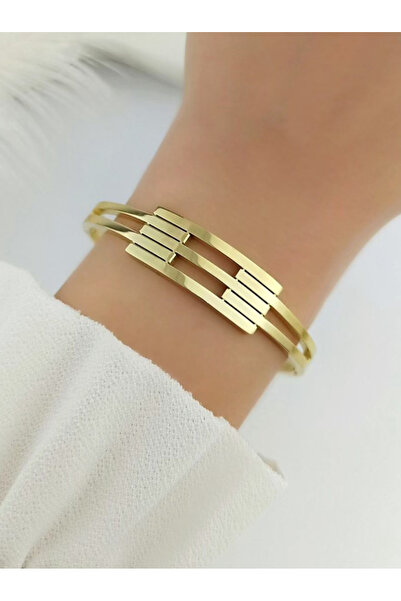 Çelik Arya Jewelry Women's 316L Gold Jeweler Model Rib Bracelet