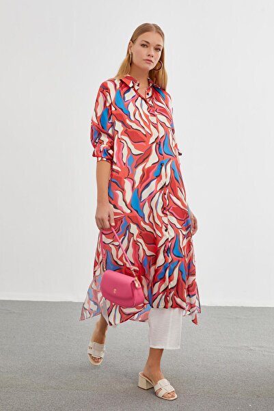 Zühre Shirt Collar Front Buttoned Red Wear Out GÇ-0200