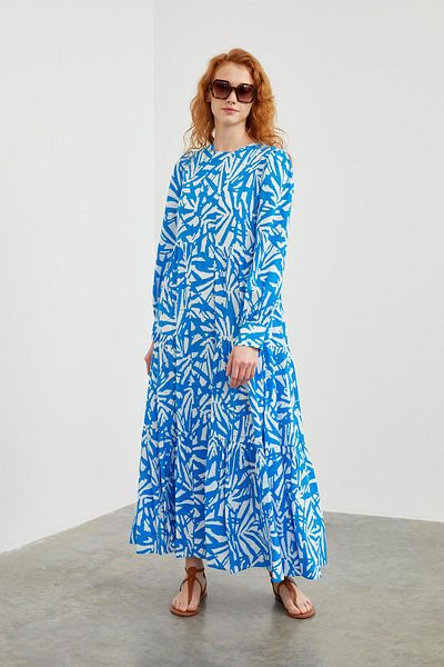 Zühre Rochie lungă cu model albastru - E-0413