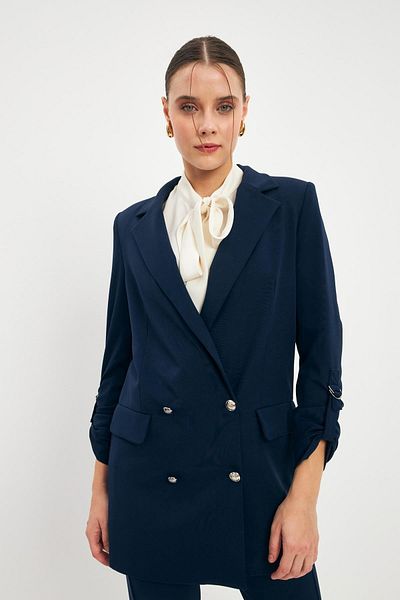 Zühre Μπουφάν Navy Blue - Λεπτομέρεια μανίκι, Μοντέλο C-0002