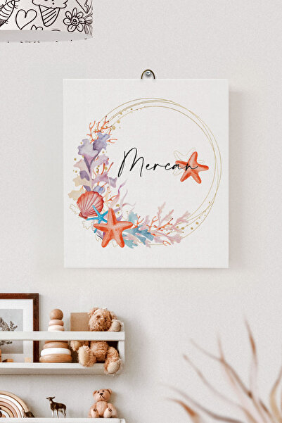 Lilabio İsme Özel Çocuk Odası Kanvas Tablo Deniz Yıldızı (17x21 Cm)