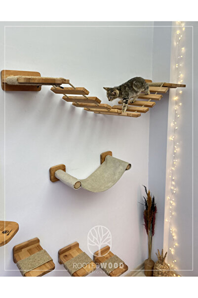 RootedWood Duvara Monte Kedi Tırmalama Parkuru (6 PARÇA)