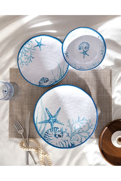 Madame Coco Abrial 18-Piece Dining Set for 6 People - Blue/White