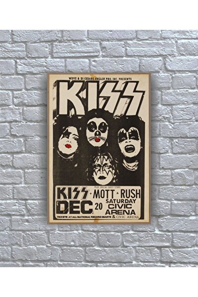 icase Κάλυμμα άλμπουμ αφίσας του μουσικού συγκροτήματος Kiss, Ξύλινος πίνακας...