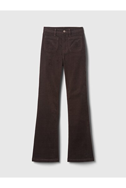 GAP Kadın Kahverengi High Rise Kadife '70s Flare Jean Pantolon