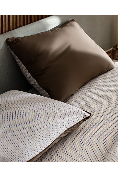 Madame Coco Avent Single 100% Cotton Printed Satin Duvet Cover Set - Brown