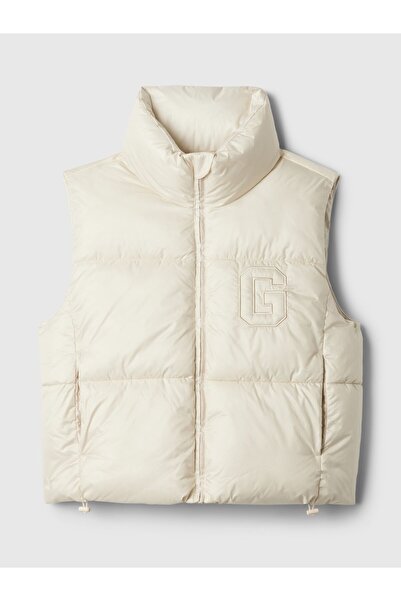 GAP KadınGap Logo Geri Dönüştürülmüş Crop Puffer Şişme Yelek