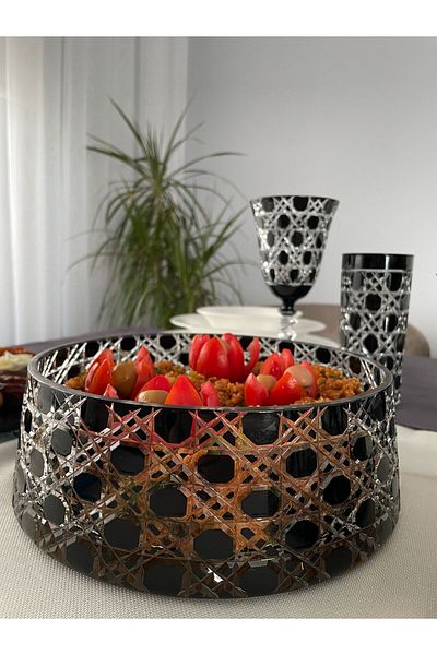 CS Home Design Patterned Wicker Glass Bowl