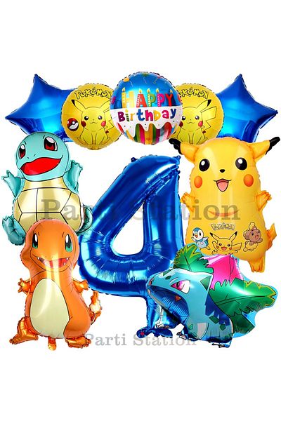 Parti Station Pokemon Concept 4 Year Old Birthday Balloon Set Pokemon Pikachu Bulbasaur Charmander Squirtle Balloon