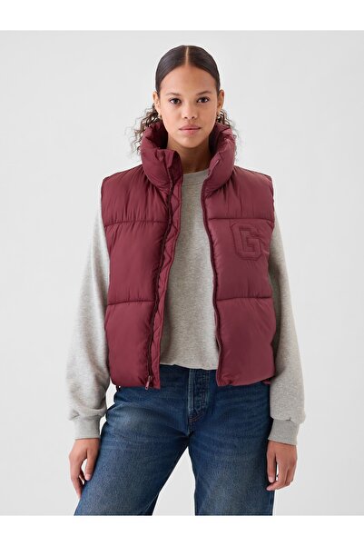 GAP KadınGap Logo Geri Dönüştürülmüş Crop Puffer Şişme Yelek