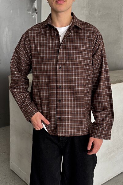 HYMAN Мъжка карирана риза с овърсайз кройка