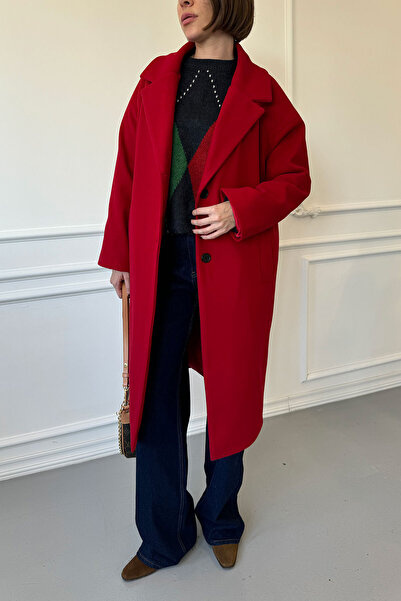 MAGARDE Red Long Stamp Coat