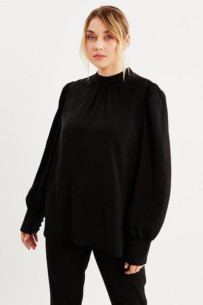 MYLİNE Satin Blouse with Shirring Detail