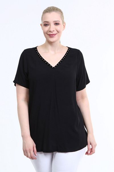 MYLİNE V-Neck Stripe Detail Blouse