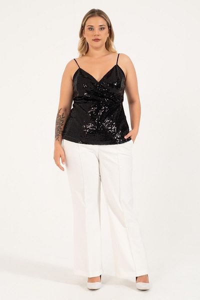 MYLİNE Lined Sequined Wrap Blouse