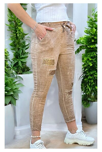 Butik Ayseba Kadın İtalyan Pul Payet Detaylı İtalyan Pantolon