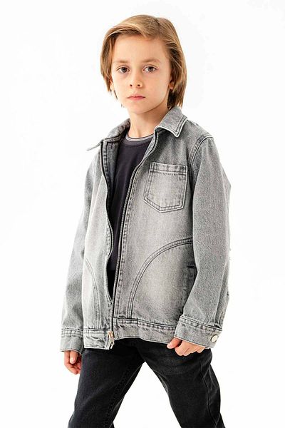 Gold Class Kidswear جاكيت جينز للأولاد بسحاب وجيب مزدوج وجيب واحد على الصدر