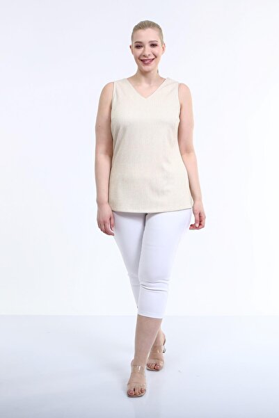 MYLİNE Sleeveless V-Neck Glitter Blouse