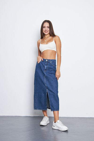 Kutaf Fusta albastră din denim cu fante în față
