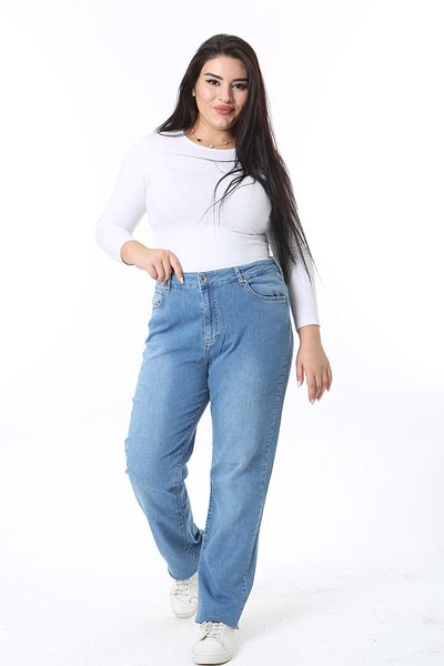 Şans Pantaloni de damă, albastru, cu talie înaltă, cu 5 buzunare, din lycra, 65N38401