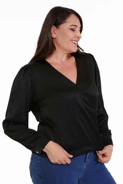 MYLİNE Padded Pleat Detail Wrap Blouse
