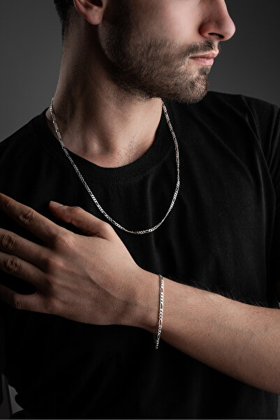 Silvano Jewelry 925 ayar Gümüş Gurmet Zincir Takı (Kolye-Bileklik) Seti