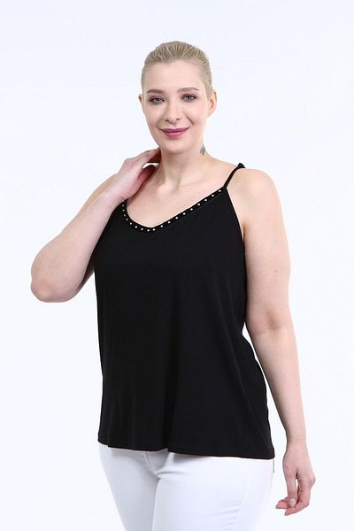 MYLİNE Strappy Stripe Detail Combed Cotton Blouse