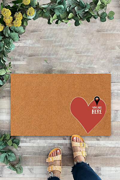 KARMAT Χαλάκι με σχέδιο καρδιάς, με το κείμενο «You Are Here», χαλάκι μπροστά...