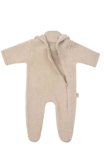 Miela Kids Bear Ear Hooded Plush Jumpsuit