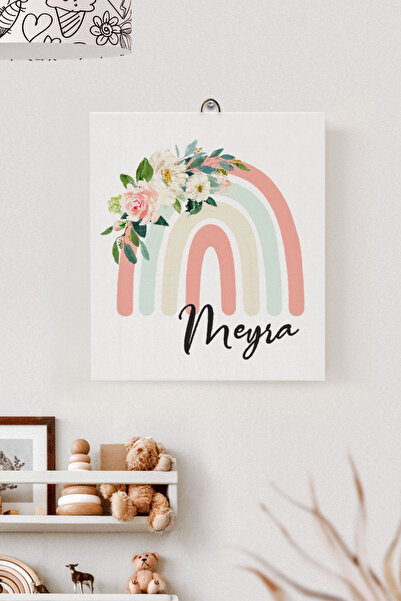 Lilabio İsme Özel Çocuk Odası Kanvas Tablo Gökkuşağı (17x21 Cm)