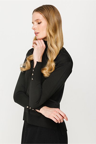 accort Tam Balıkçı Basic Triko Kazak-SİYAH