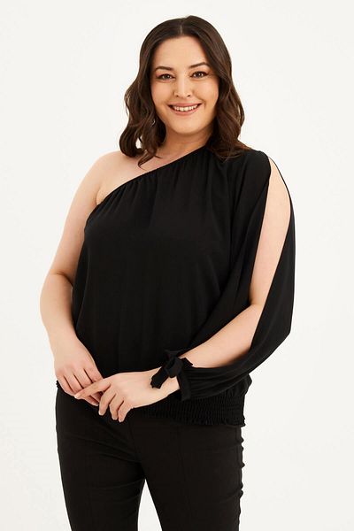 MYLİNE Sequined Blouse with Slit Sleeves