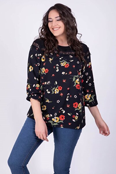 MYLİNE Bluză florală cu detalii din dantelă