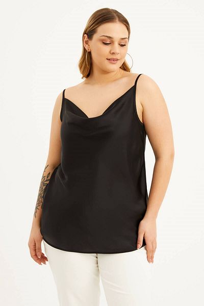 MYLİNE Satin Degaje Collar Rope Strap Blouse
