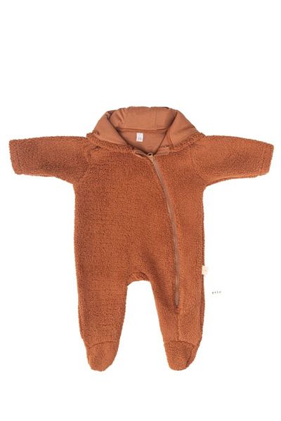 Miela Kids Bear Ear Hooded Plush Jumpsuit