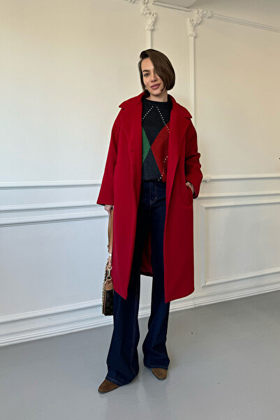 MAGARDE Red Long Stamp Coat