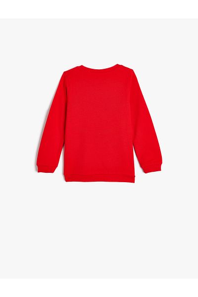 Koton Crew Neck Cotton Sweatshirt - Long Sleeve and Slogan Printed
