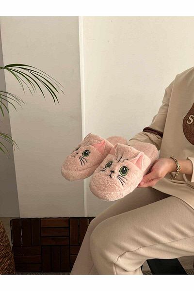 Behtah Kundura Fluffy Silent Gun Cat Figure Παντόφλες Γυναικείες παντόφλες εσωτερικού χώρου Γούνινες παντόφλες Πακέτο προίκας