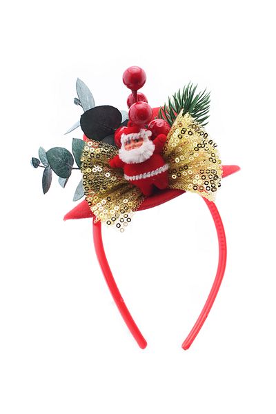 Lora Wedding Christmas Themed Cute Red Color Party Hat with Natural Eucalyptus and Neol Dad