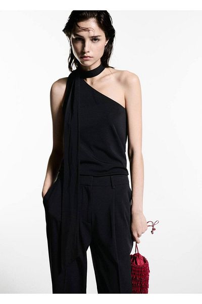 MANGO Woman Asymmetrical Choker Blouse