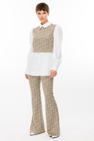 Moda İlgi Khaki Modailgi Crop Blouse and Shirt Set