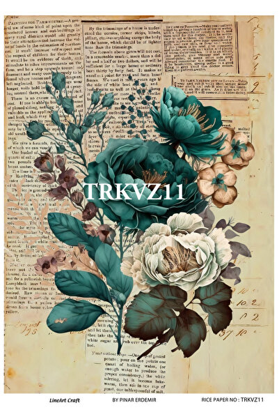 LİNEART Brass Patterned Lineart Decopage Paper - Trkvz11
