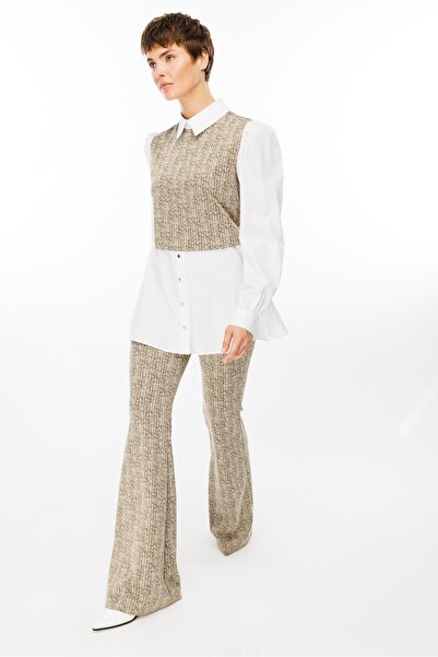 Moda İlgi Σετ μπλούζας και πουκάμισου Khaki Modailgi Crop