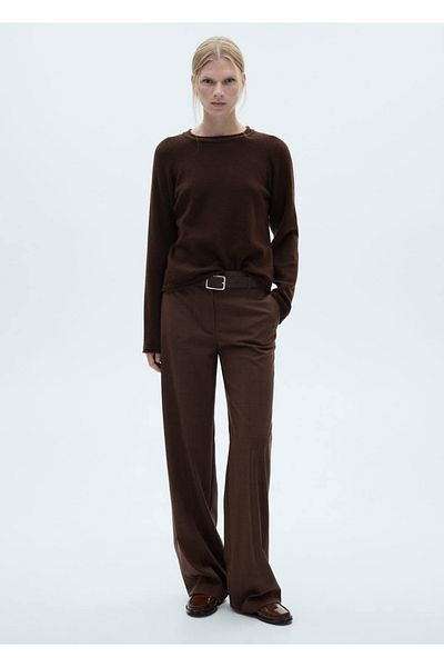MANGO Woman Checkered Straight Cut Trousers